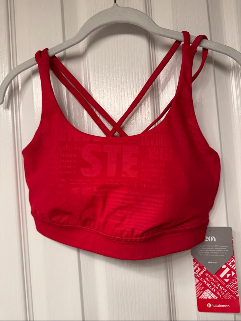 Women’s Lululemon Ltd Edition Energy Bra 20YR Anniversary Manifesto Red Sz 8
